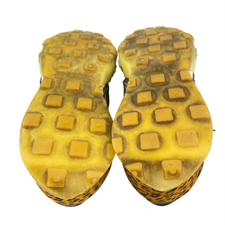 Nike Waffle Racer 2X Yellow Leopard Lace Up Low Top Athletic Sneakers Shoes 9.5