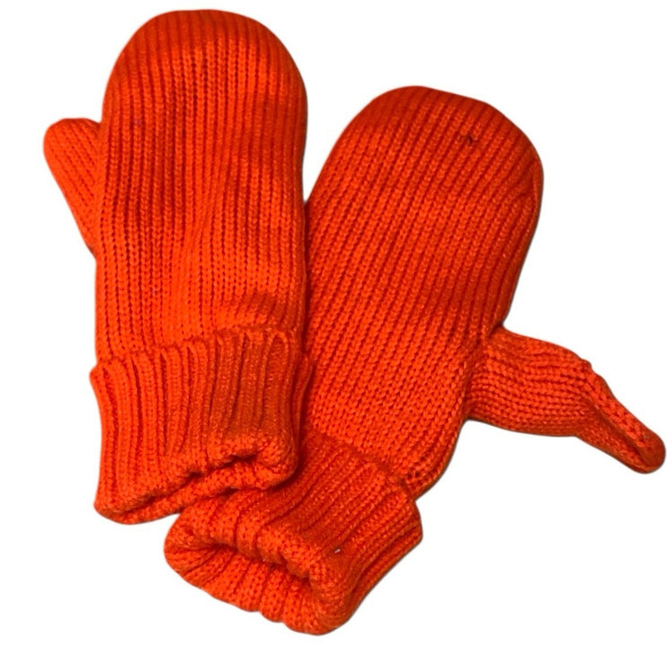 NEW Women's Coral Ribbed Knit Winter Snow Warmer Ski Flask Mittens Gloves OS
