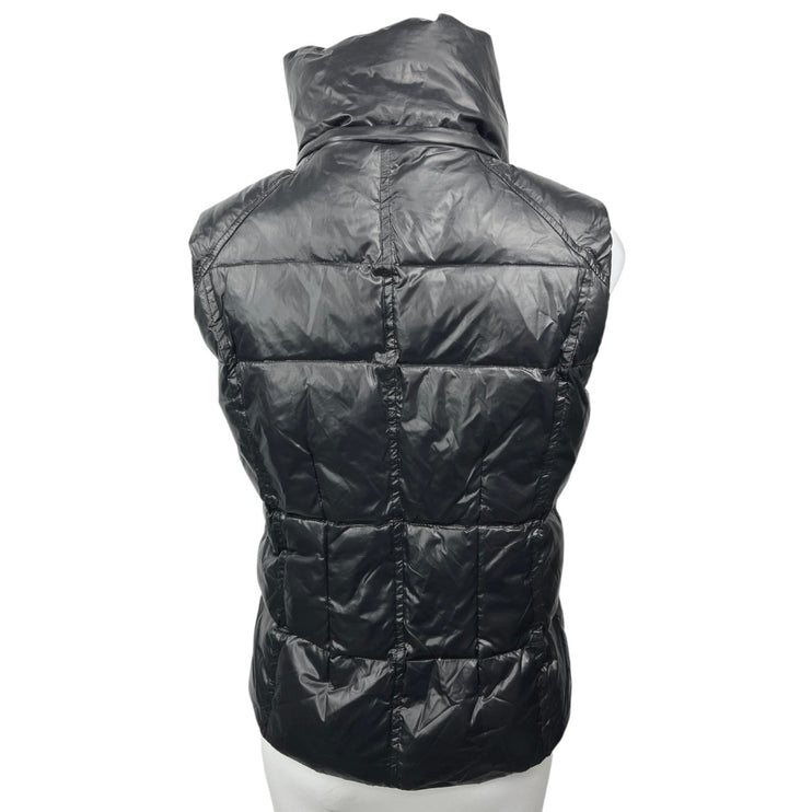 Aqua Women's Black Zip Up Quilted Pockets High Neck Packable Puffer Vest Coat S