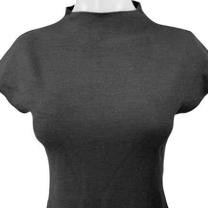 NEW Zara Black Short Sleeve Mock Neck Stretch Mini T Shirt Bodycon Dress Size L