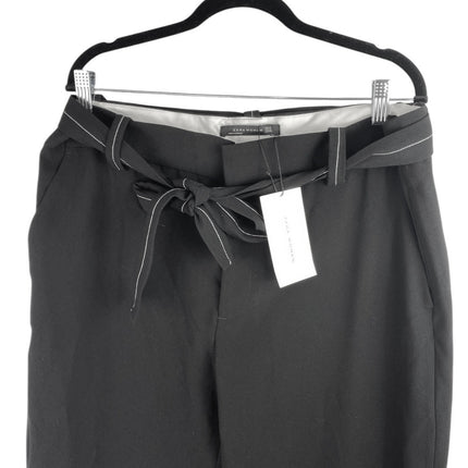 NEW Zara Women's Black Wide Leg High Waist Tie Belted Trousers Dress Pants Sz XL
