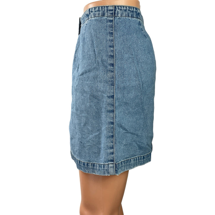 Gap Womens Blue Medim Wash High Waist Button Fly Mini A-Line Denim Jeans Skirt 2