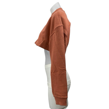 Adidas Stella McCartney Brown Coral Long Sleeve Mock Neck Crop Sweatshirt Top S
