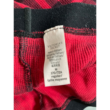 Victoria's Secret Red Plaid Knit Long Sleeve Jogger Pant Sleepwear Pajamas Set M
