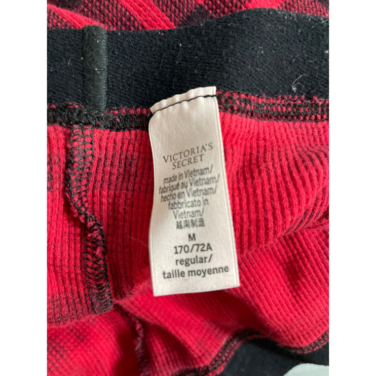 Victoria's Secret Red Plaid Knit Long Sleeve Jogger Pant Sleepwear Pajamas Set M