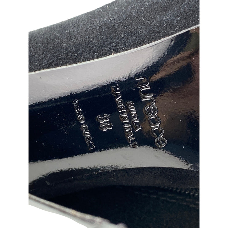 Nursace Women's Black Suede Leather Zip Up Pointed Toe Over the Knee Boots 7.5