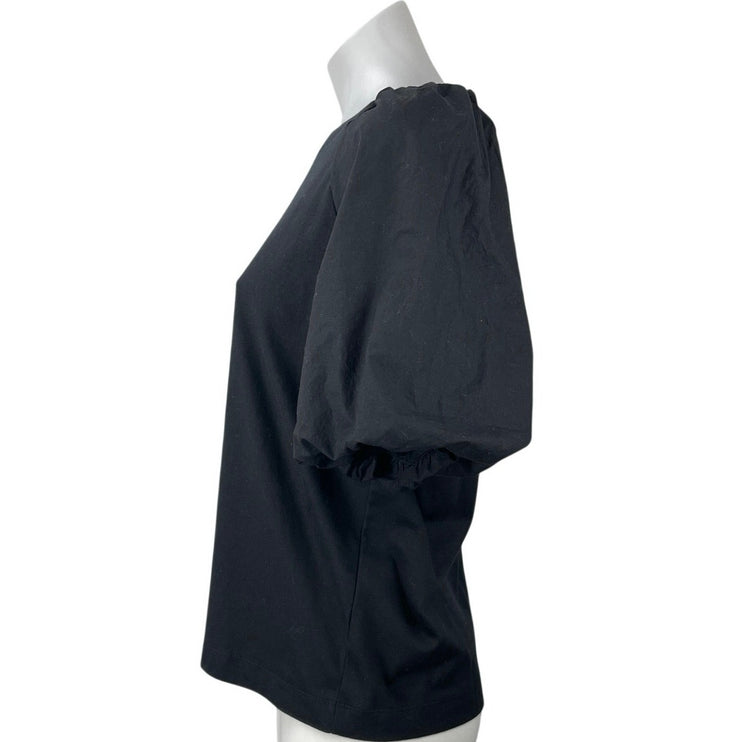 NEW Banana Republic Black Crew Neck Puff Sleeve Boxy Tee T-Shirt Blouse Top Sz S