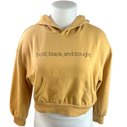 Black History Month Bold, Black, and Bougie Yellow Crop Hooded Sweatshirt Top XL
