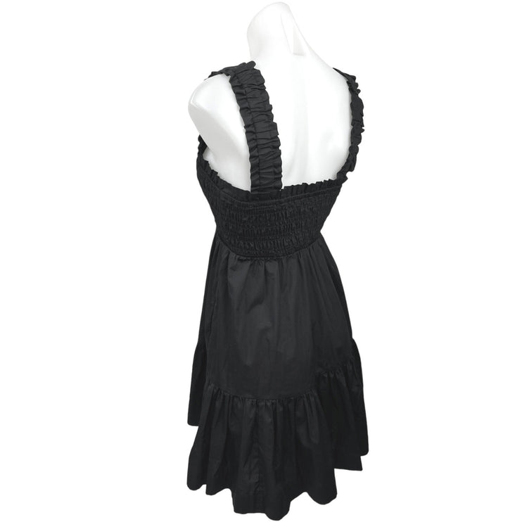 Abercrombie & Fitch Black LBD Smocked Ruffle Tiered A Line Mini Dress Size XS