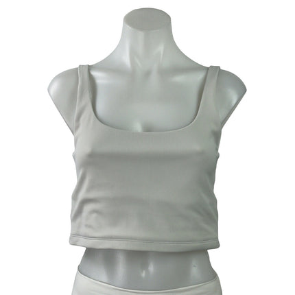 All Access Women's Light Gray Ribbed Knit Square Neck Tank Athletic Crop Top M
