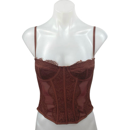 Urban Outfitters Out From Under Brown Floral Lace Corset Bustier Cami Top Sz S