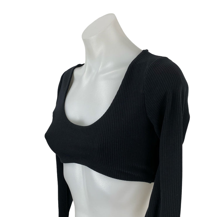 Alo Yoga Ribbed Define Scoop Neck Long Sleeve Crop Athletic Activewear Bra Top S