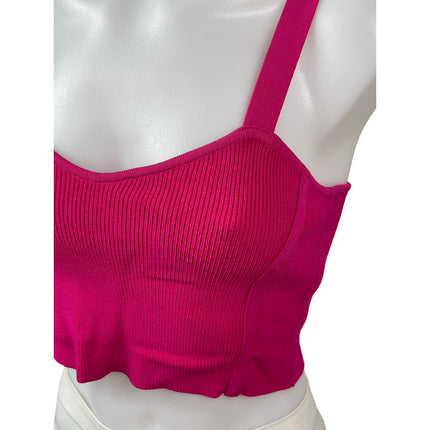 Zara Womens Pink Ribbed Sleeveless Sweetheart Neck Crop Cami Camisole Tank Top S
