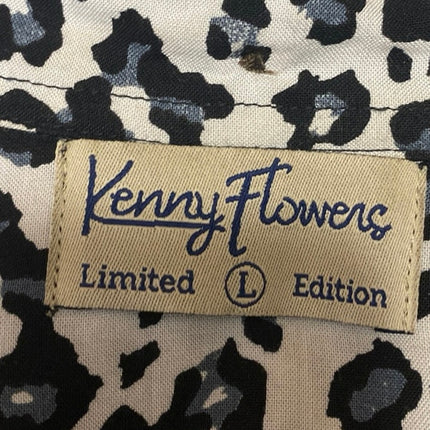 Kenny Flowers Black White Leopard Animal Print Long Sleeve Button Up Shirt Top L