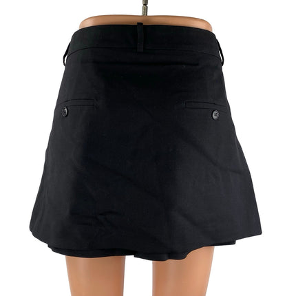 Zara Women's Black Wool High Rise Minimalist Mini Flare A-Line Skort Skirt Sz XL