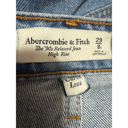 Abercrombie & Fitch The 90s Relaxed High Rise Blue Straight Denim Jeans Size 29