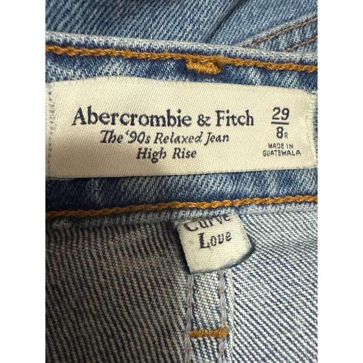 Abercrombie & Fitch The 90s Relaxed High Rise Blue Straight Denim Jeans Size 29