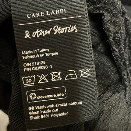 & Other Stories Black Long Sleeve Marble Crew Neck A Line Mini Dress Size 2