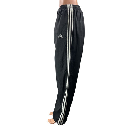 Adidas 3 Stripes Parachute Women's Black Drawstring Woven Athletic Track Pants L