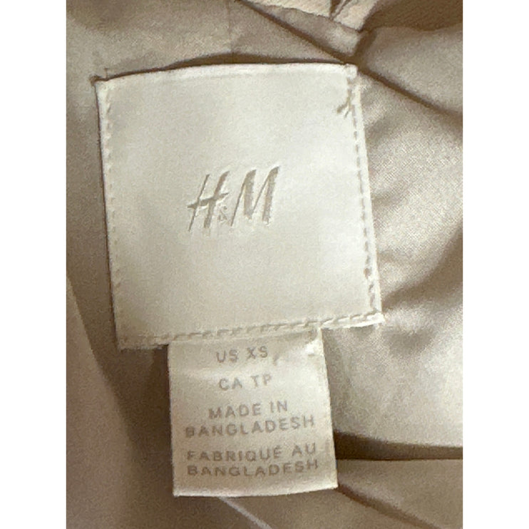 H&M Women's Beige Long Sleeve Double Breasted Blazer Coat Suit Jacket Size XS
