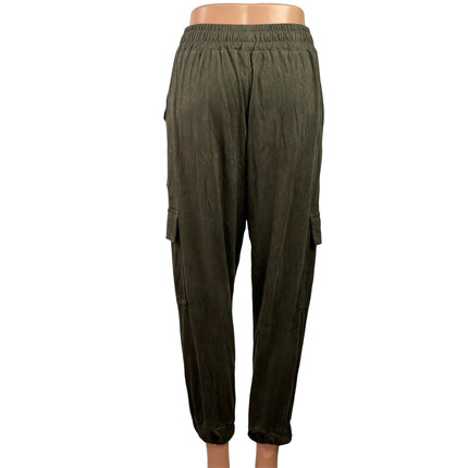 Zara Womens Olive Green Elastic High Waist Tapered Leg Trousers Jogger Pants S