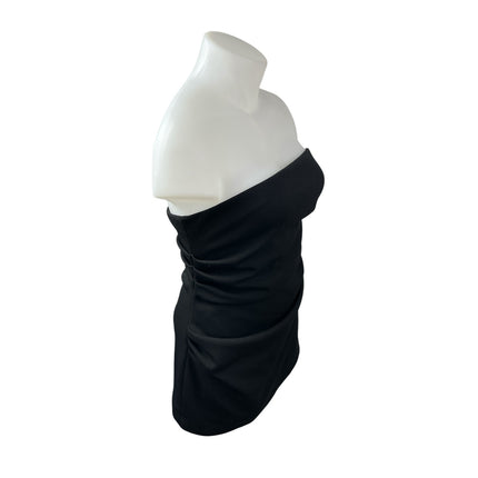 Misha Womens Black Ruched Sleeveless Side Zip Tube Bandeau Mini Bodycon Dress 12