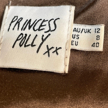 Princess Polly Brown Faux Leather Vegan Sleeveless Bustier Corset Crop Top Sz 8