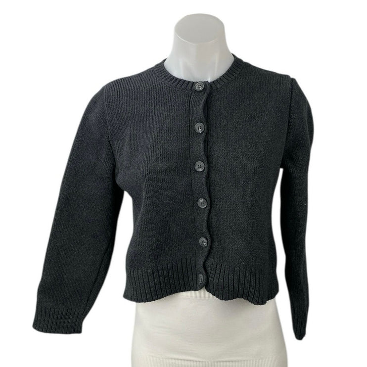 Zara Women's Gray Black Button Up Long Sleeve Knit Crop Cardigan Sweater Top S