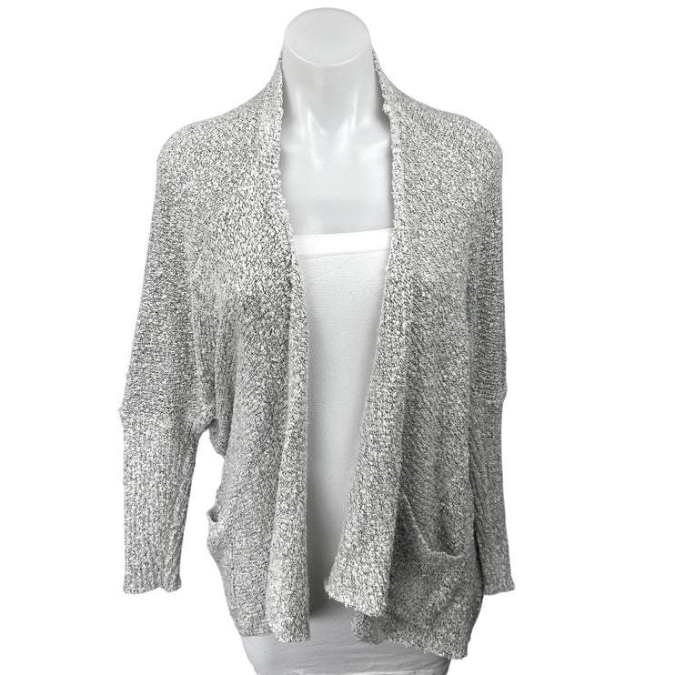 Quinn Gray Boucle Knit Long Sleeve Open Front Pockets Cardigan Sweater Top M