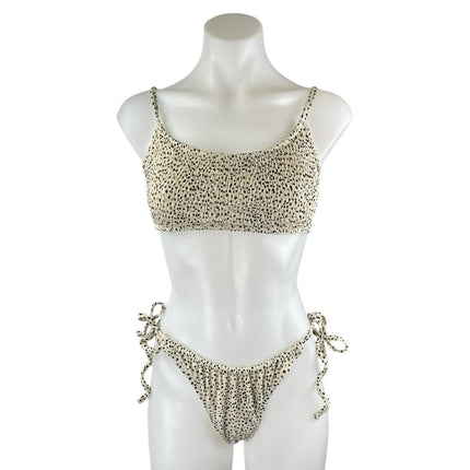 Xhilaration Beige Cheetah Animal Print Bralette Two Piece Bikini Set Swimwear L
