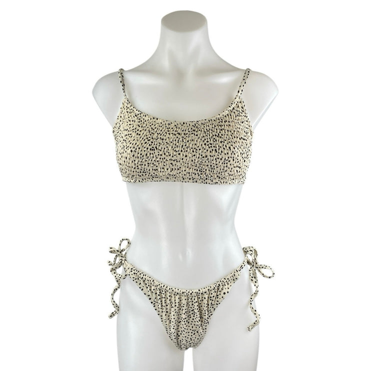 Xhilaration Beige Cheetah Animal Print Bralette Two Piece Bikini Set Swimwear L