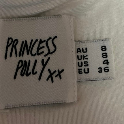 Princess Polly White Ribbed Knit Sleeveless Square Neck Strap Crop Tank Top Sz 4