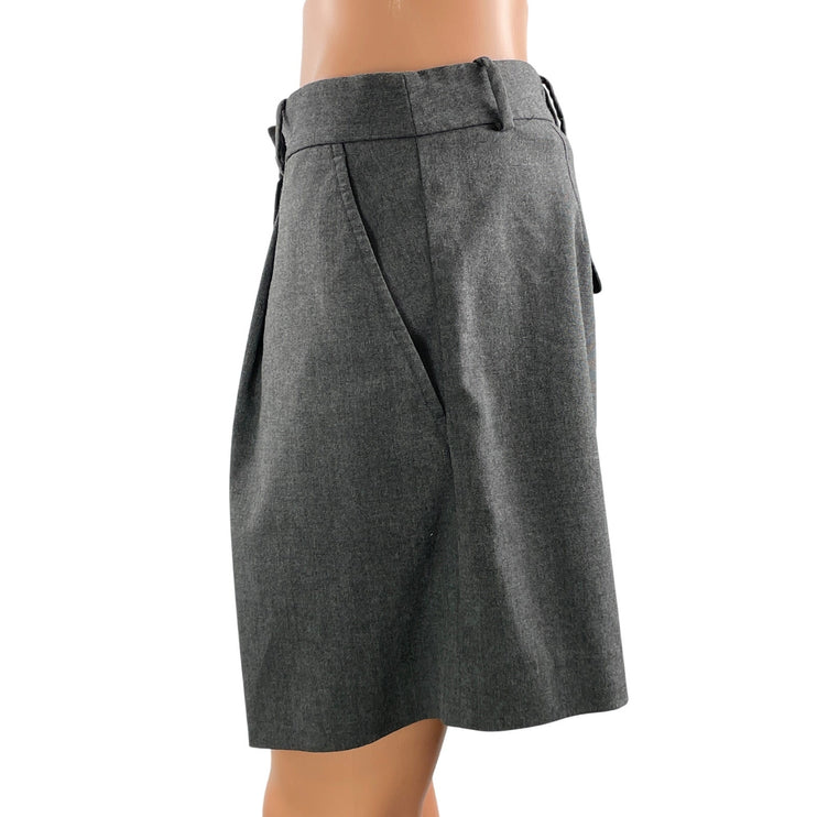 Zara Womens Gray Pleated High Rise Wide Leg Tailored Trouser Casual Shorts Sz M