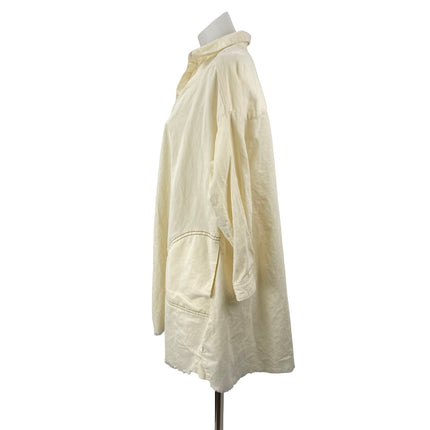 Urban Outfitters BDG Cream Ribbed Collar Long Sleeve Midi A-Line Shirt Dress XS