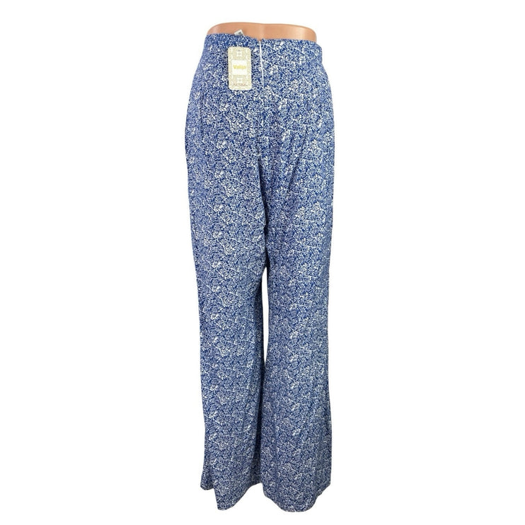NEW Valija Cascals Blue High Waisted Front Slit Boho Wide Leg Trousers Pants L