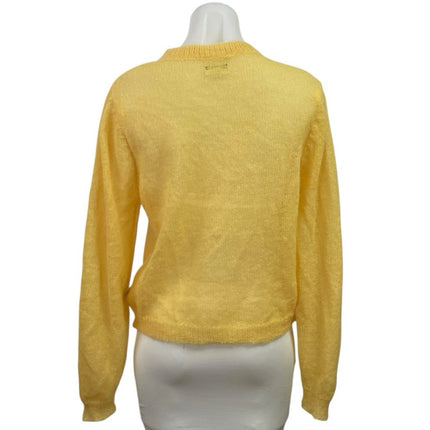 Two Thirds Women's Yellow Alpaca Button Down Long Sleeve Cardigan Sweater Top M