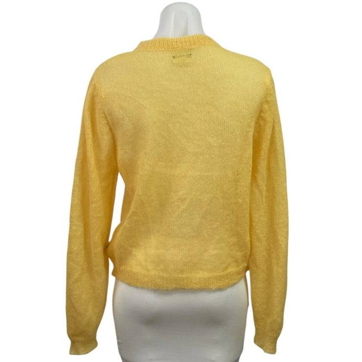 Two Thirds Women's Yellow Alpaca Button Down Long Sleeve Cardigan Sweater Top M