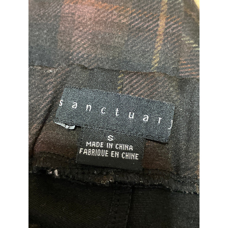 Sanctuary Brown Plaid High Rise Elastic Waist Straight Leg Trousers Pants Size S