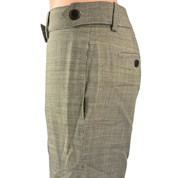 Chloe Gray Wool Plaid Checkered Straight Wide Mid Rise Trousers Dress Pants 4