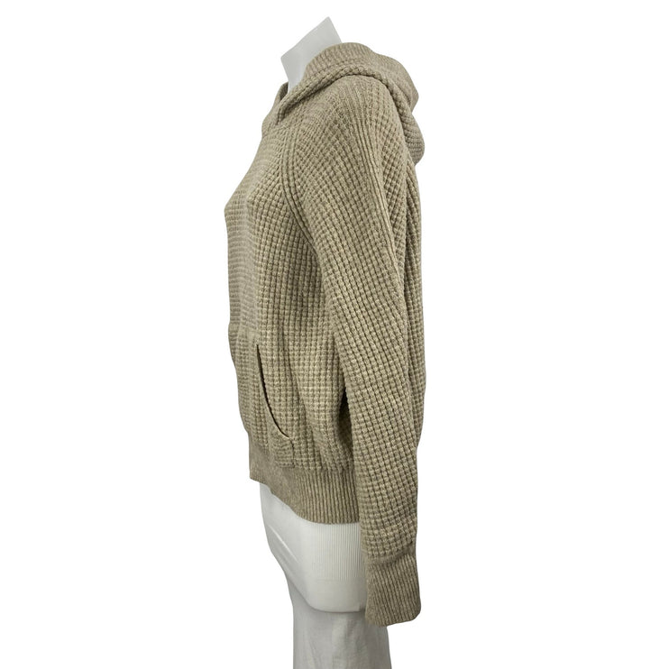Abercrombie & Fitch Beige Waffle Knit Hoodie Hooded Thermal Sweater Top Size M