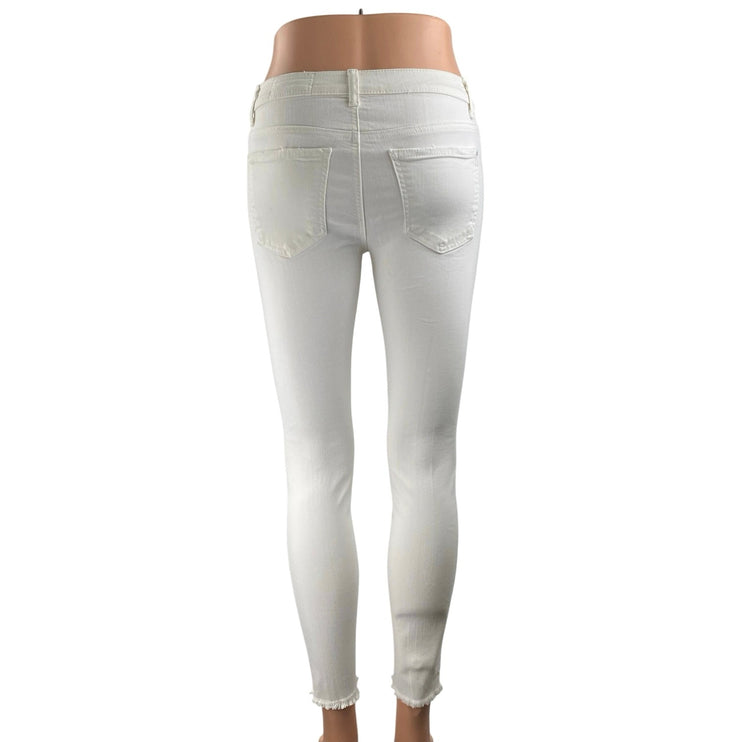 Siwy Women's White Mid Rise Frayed Raw Hem Skinny Leg Denim Jeans Pants Size 26