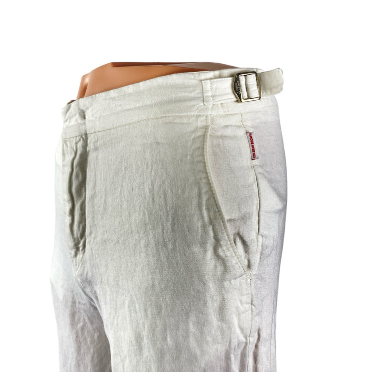 Orlebar Brown Men's White Linen High Rise Slim Tapered Utility Trousers Pants 30