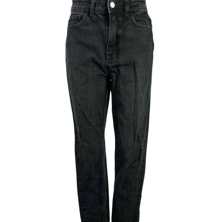 Zara Women's Black Washed Straight Leg Casual High Waisted Denim Jeans Size 2