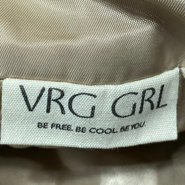 VRG Grl Brown Cream Faux Fur Plaid Checkered Side Zip Mini A-Line Skirt Size 8