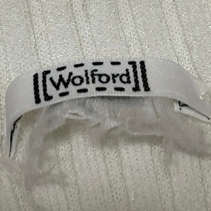 Wolford Women's White Long Sleeves Ribbed Knit Turtleneck Pullover Sweater Top M