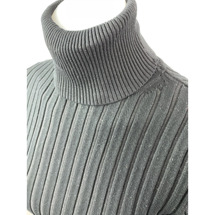 Zara Women's Black Ribbed Turtle Neck Long Sleeve Crop Sweatshirt Sweater Top L