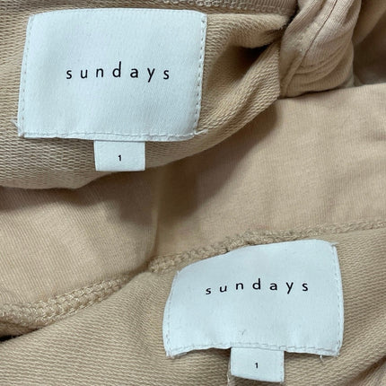 Sundays Beige Oversized Pullover Hoodie Hooded Jogger Lounge Pant Sets Size 1