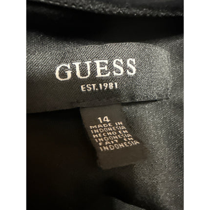 NEW Guess Black Floral Off The Shoulder Lace Ruffle Midi Bodycon Dress Size 14