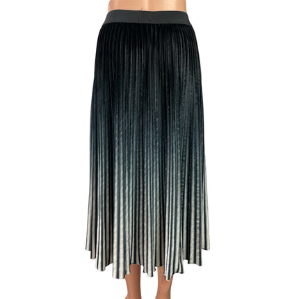 Butler & Wilson Womens Black Green Ombre Pleated Flowy A-Line Midi Skirt Size S