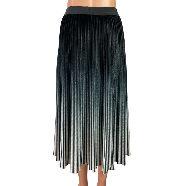 Butler & Wilson Womens Black Green Ombre Pleated Flowy A-Line Midi Skirt Size S